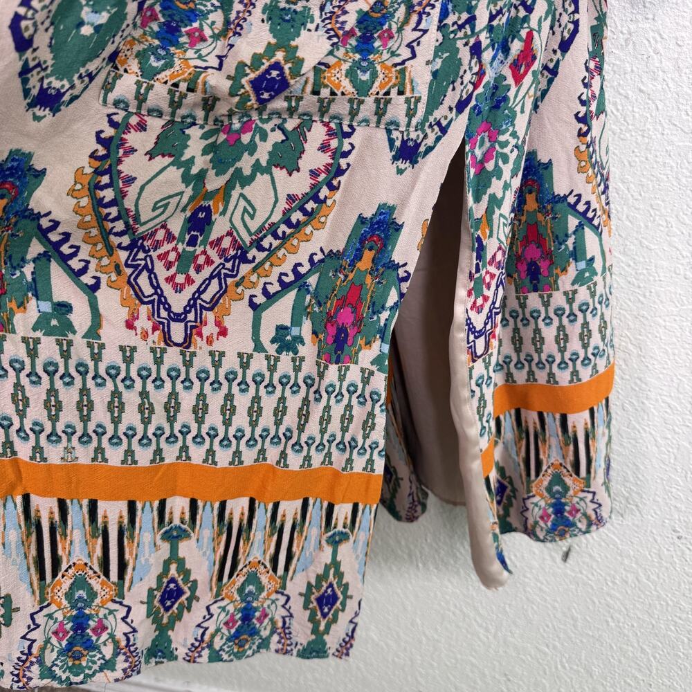 Zara Kimono Jacket Womens Large Tribal Belted Boho Cardigan Duster Robe Festival - Picture 8 of 13
